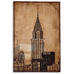 Giftdecor Peinture New York Chrysler 90 X 60 Cm Lin Brun