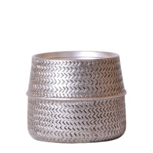 Groove Flowerpot - Golden Ceramic Ornamental Pot