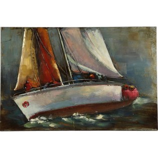 Non-Branded Peinture Bateau 90 X 60 Cm Acier Marron/Orange